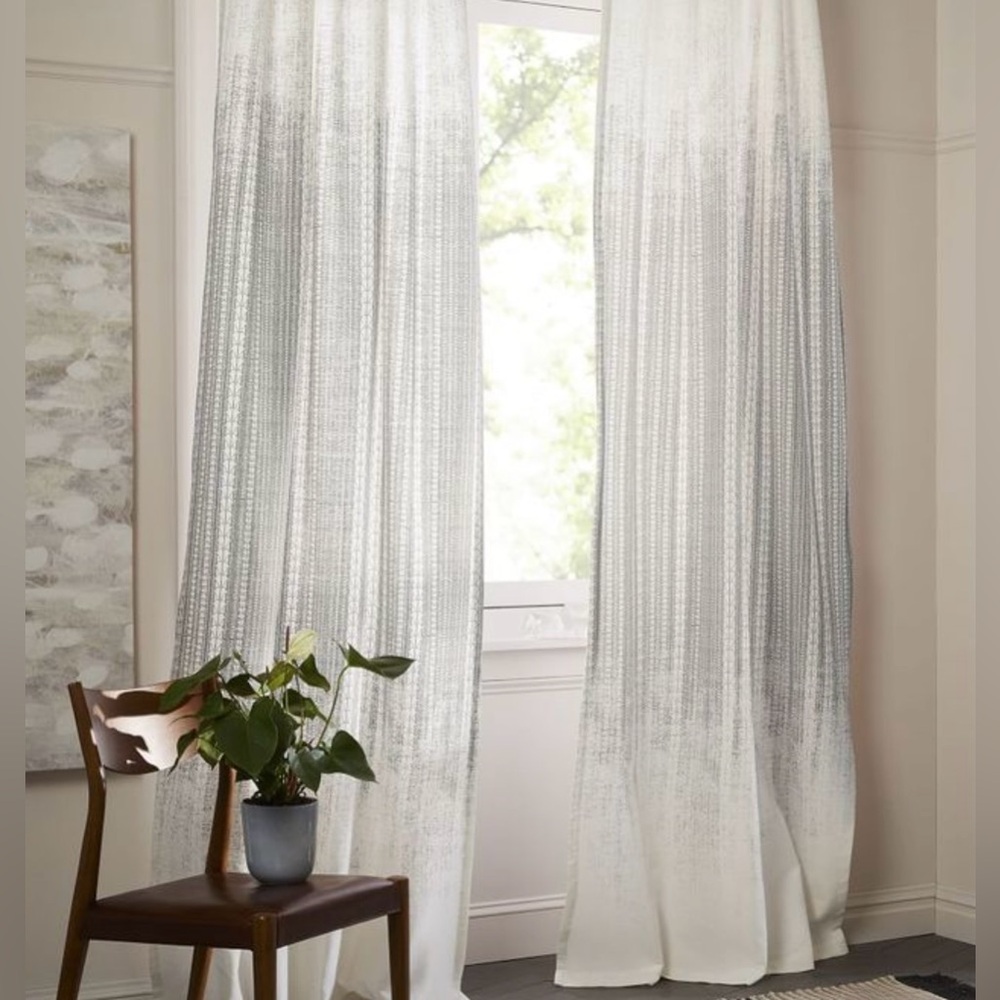 West Elm Echo Print Curtains Platinum Gray 48x96 (Pair - 2)